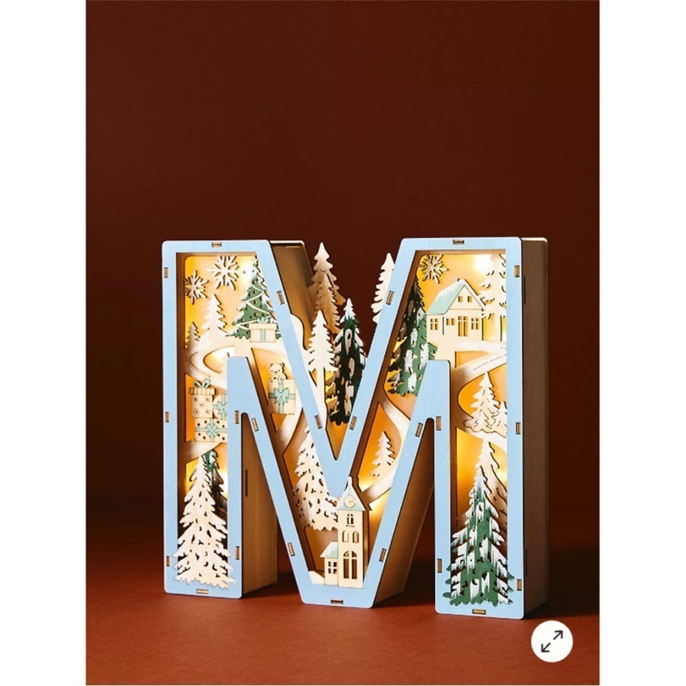 Anthropologie Monogram Wonderland Light-Up Scene Letter M NEW